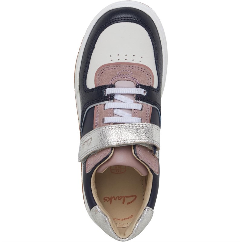 Clarks Girls Fawn Craft Trainers Pink/Navy