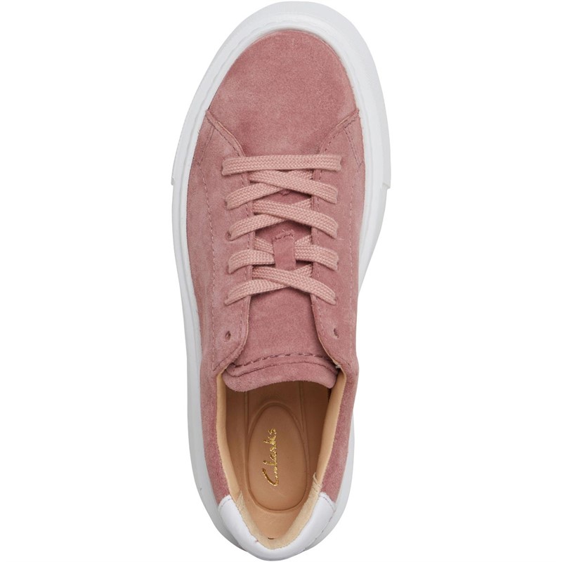 Clarks Womens Stanrdard Fit Hero Lite Lace Trainers Rose Suede