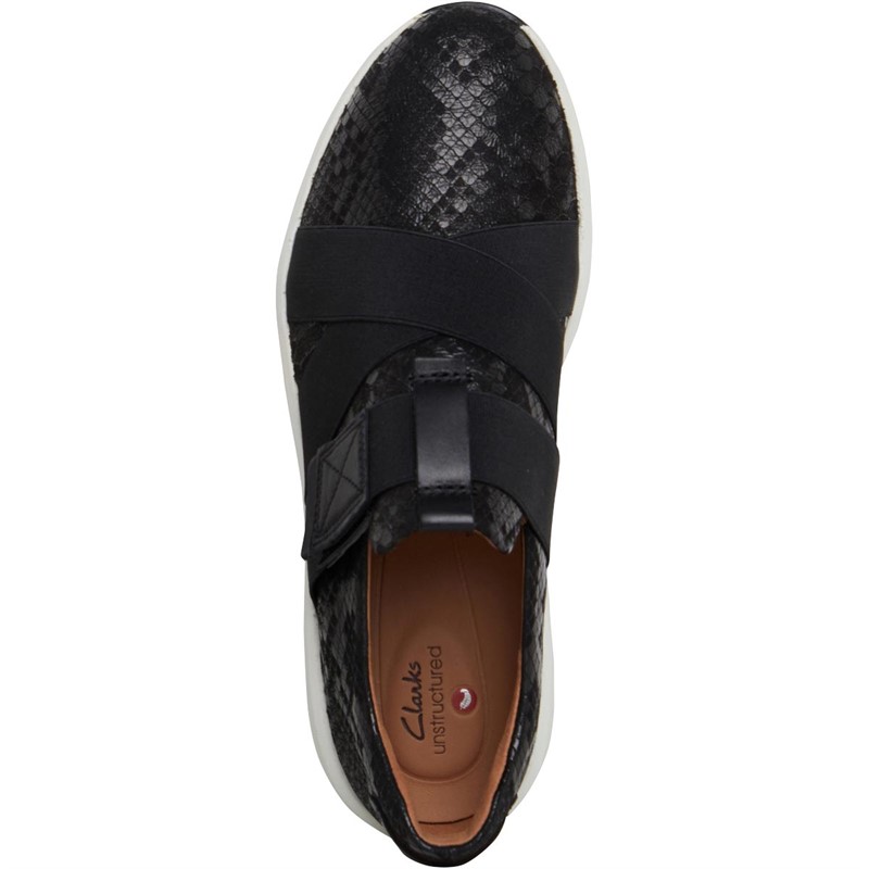 Clarks Womens Standard Fit Un Rio Strap Shoes Black Snake