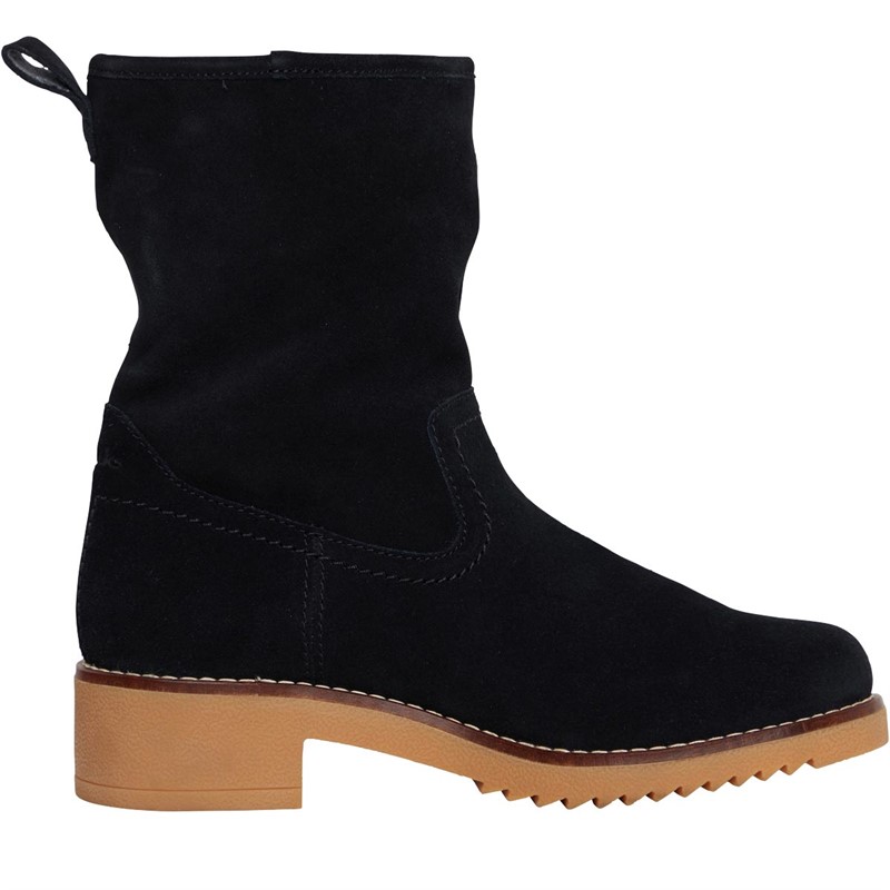 Clarks Womens Eden Mid Hi Boots Black Suede