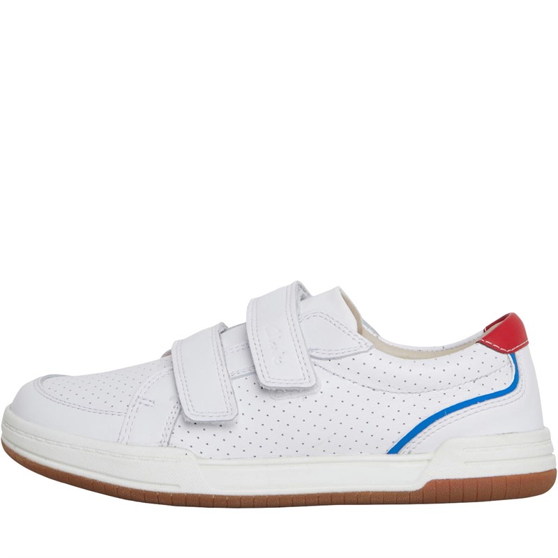 Buy Clarks Boys Standard Fit Fawn Solo Trainers White Leather