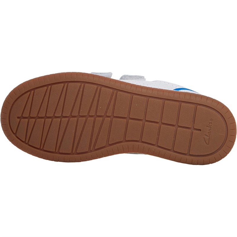 Clarks Boys Standard Fit Fawn Solo Trainers White Leather