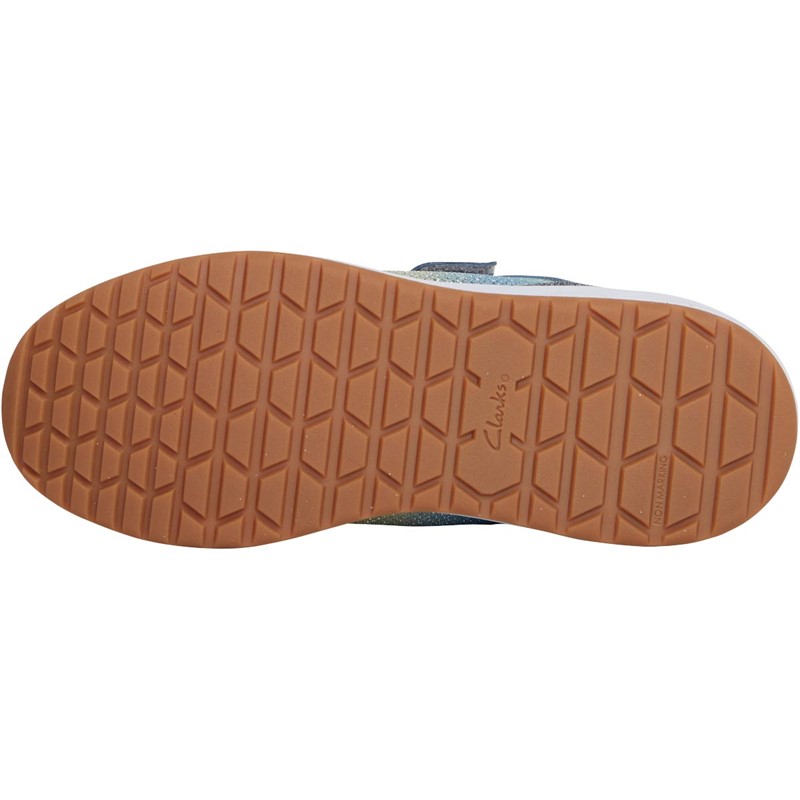 Clarks Girls Standard Fit Aeon Sparkle Trainers Pewter