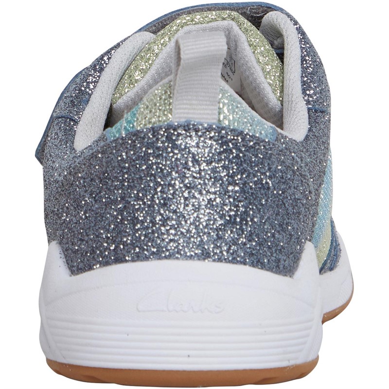 Clarks Girls Standard Fit Aeon Sparkle Trainers Pewter