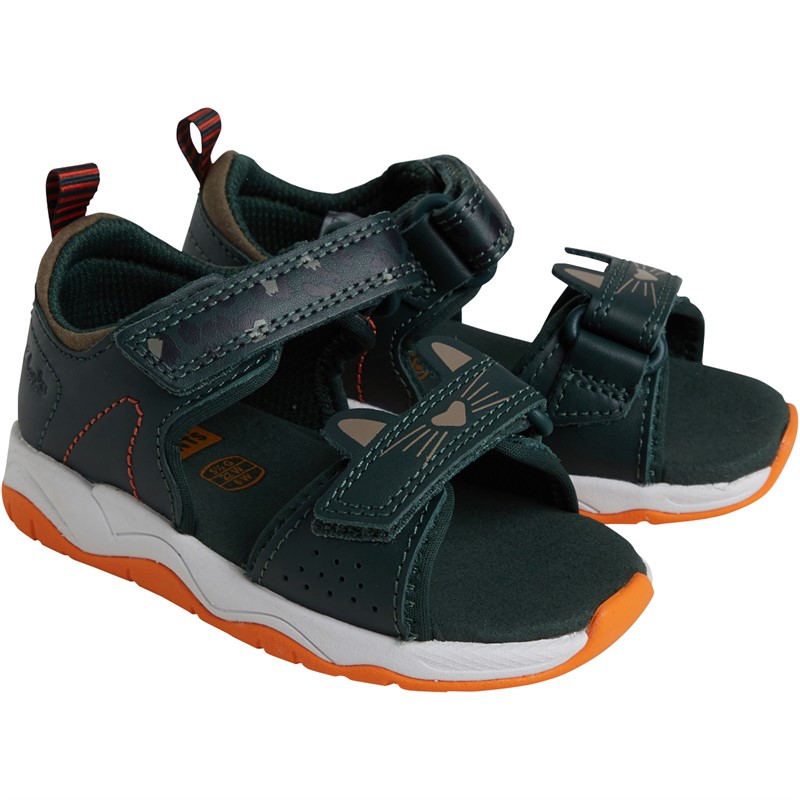 Clarks Sandales Infant Wide Fit Clowder Print Garçon Kaki
