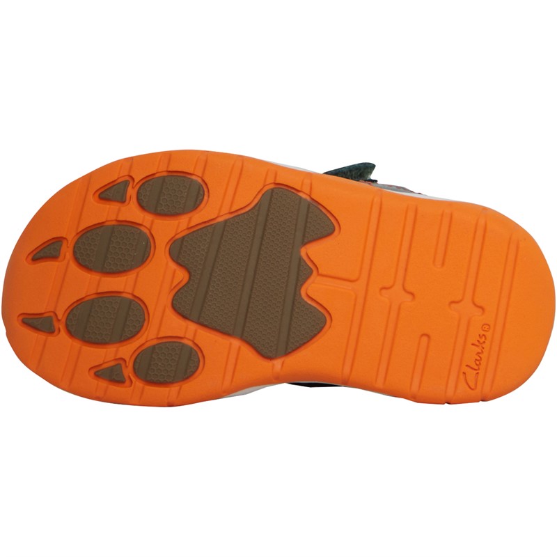 Clarks Sandales Infant Wide Fit Clowder Print Garçon Kaki