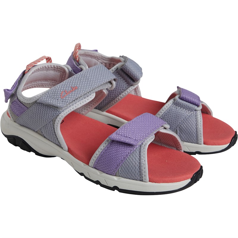 Clarks Mädchen Expo Meer Sandalen Grau Kombi