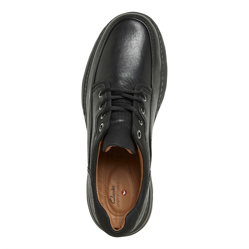 Clarks Mens Un Brawley Lace Shoes Black Leather