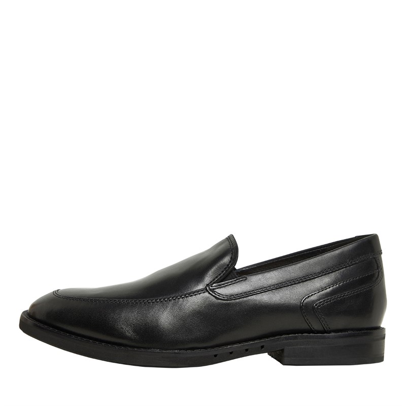 Clarks Mens Un Hugh Step Loafers Black Leather