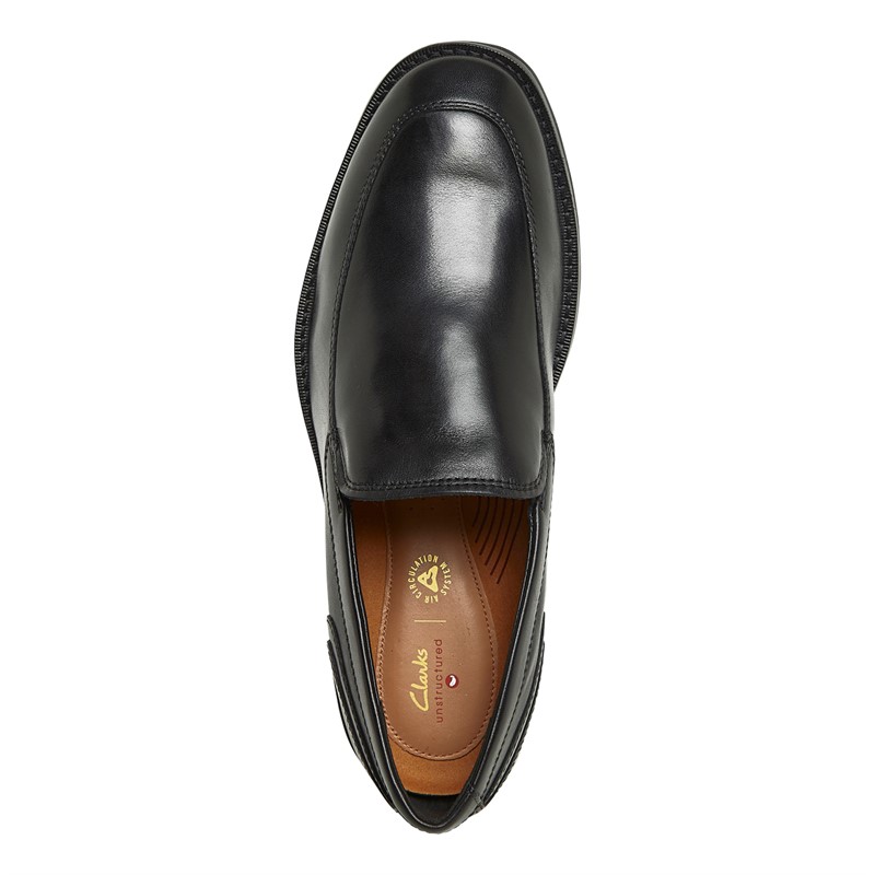 Clarks Mens Un Hugh Step Loafers Black Leather