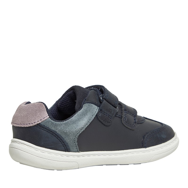 Clarks Infant Girls Flash Band Wide Fit Trainers Navy Leather