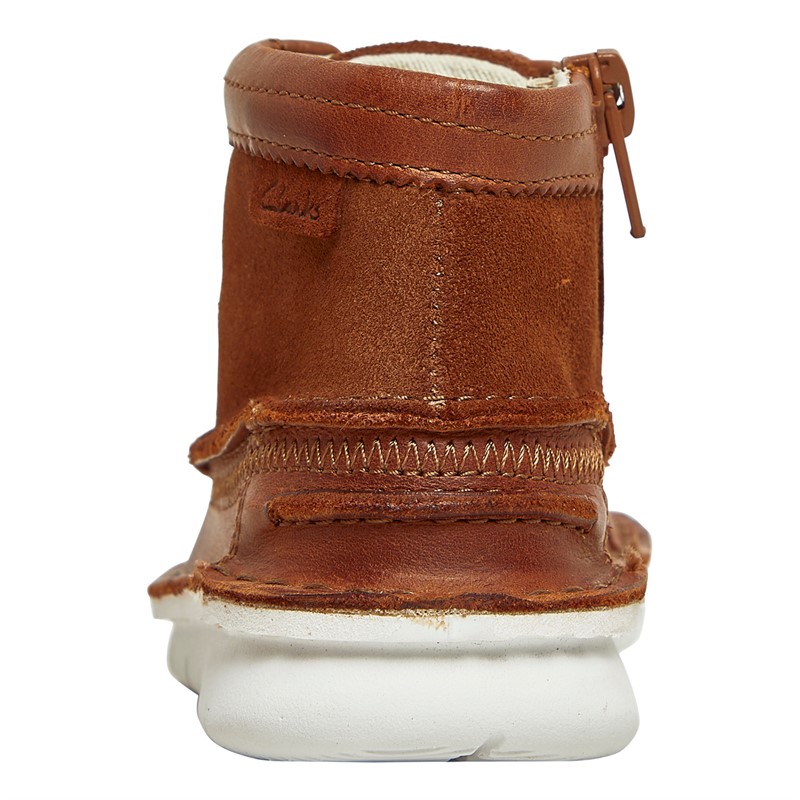 Clarks Infant Boys Banbrook Trail Hi Top Wide Fit Trainers Dark Tan Lea