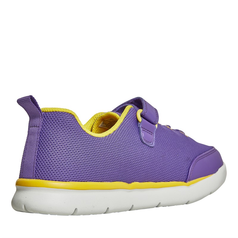 Clarks Junior Girls Hoop Run Wide Fit Trainers Purple Synthetic