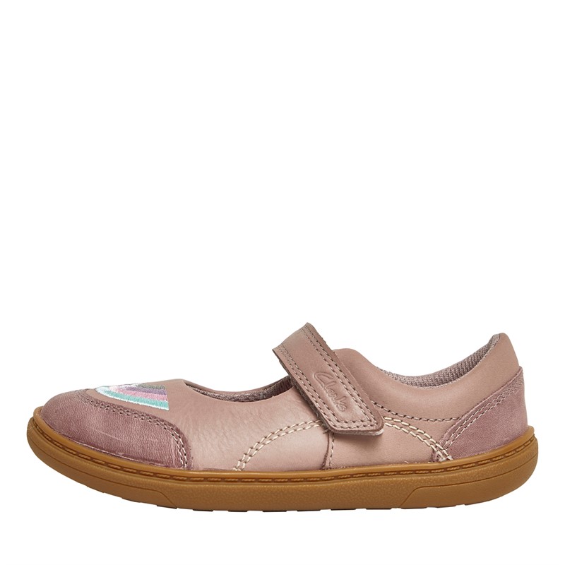 Clarks Infant Girls Flash Prize Wide Fit Shoes Dusty Pink