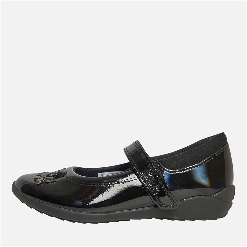 Clarks Girls Vibrant Trail E-Fit Mary Jane Shoes Black Patent