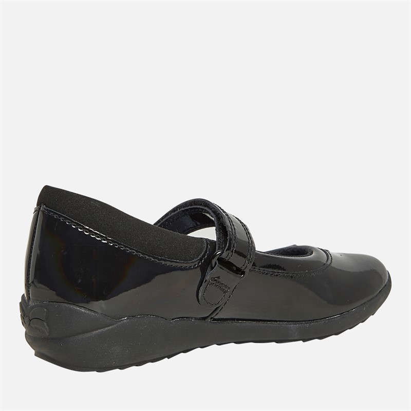 Clarks Girls Vibrant Trail E-Fit Mary Jane Shoes Black Patent