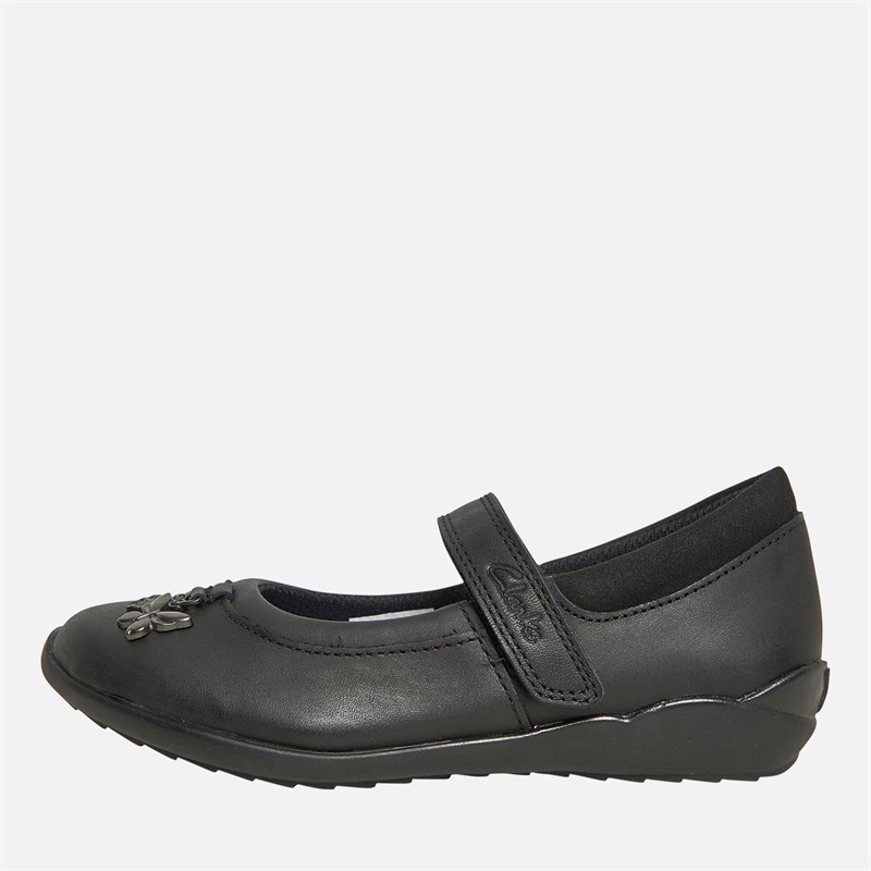 Clarks Girls Vibrant Trail F-Fit Mary Jane Shoes Black