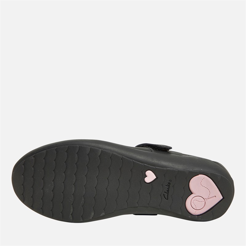 Clarks Girls Vibrant Trail F-Fit Mary Jane Shoes Black