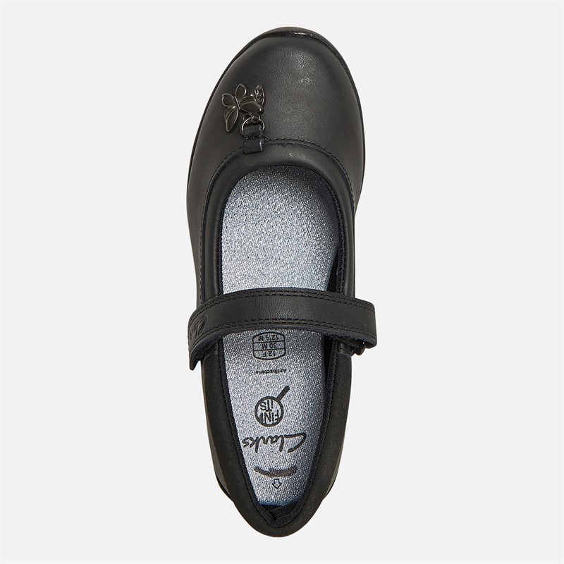 Clarks Girls Vibrant Trail F-Fit Mary Jane Shoes Black