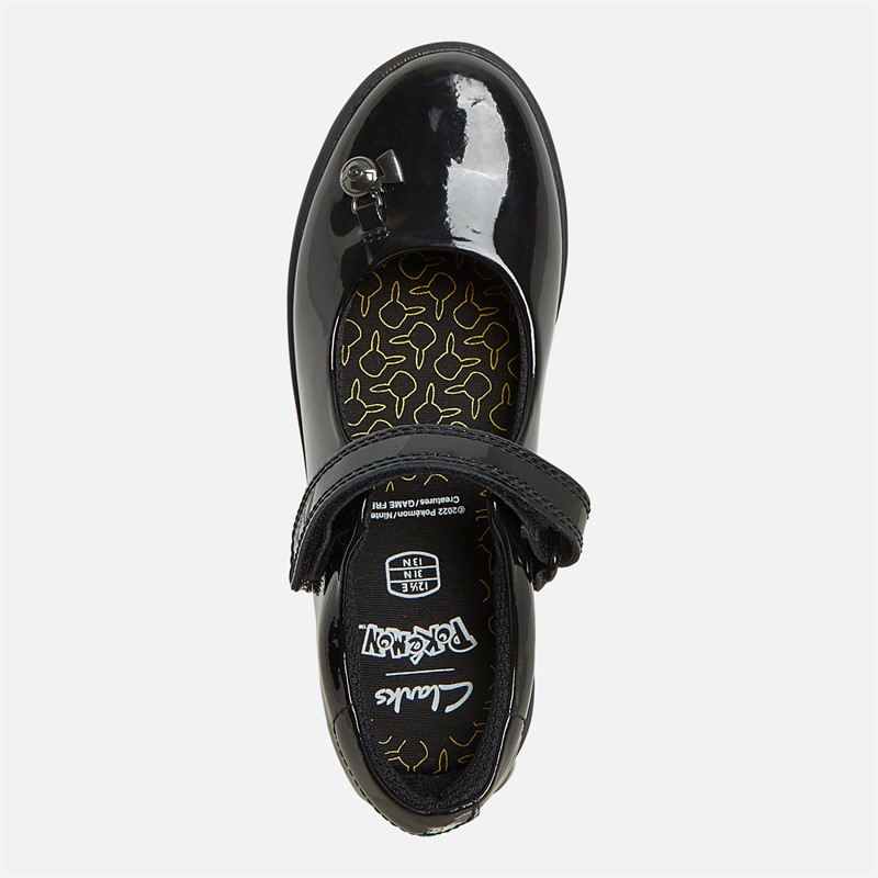Clarks Infant Girls Etch Mist Pokemon E-Fit Mary Jane Shoes Black