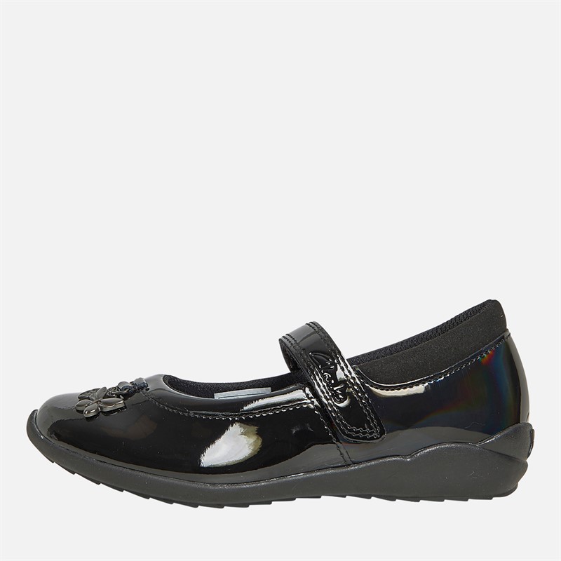 Clarks Girls Vibrant Trail G-Fit Mary Jane Shoes Black Patent - Size 2.5