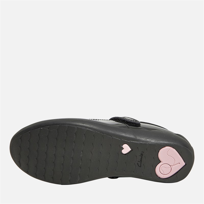 Clarks Girls Vibrant Trail G-Fit Mary Jane Shoes Black Patent