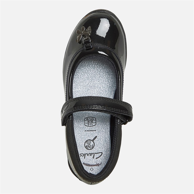 Clarks Girls Vibrant Trail G-Fit Mary Jane Shoes Black Patent
