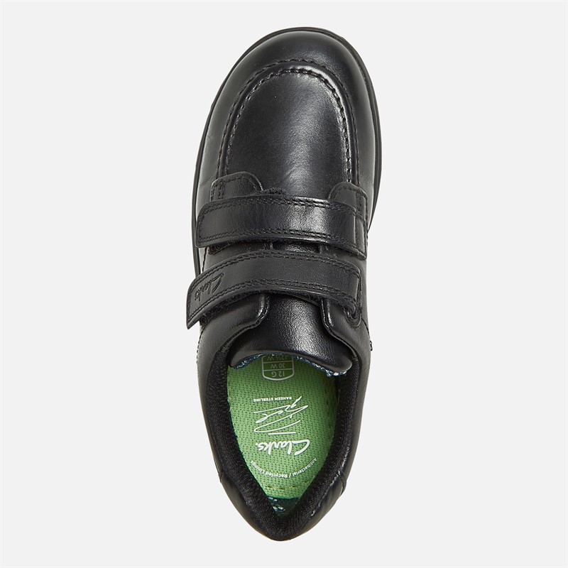 Clarks Infants Goal Style G-Fit Double Strap Shoes Black