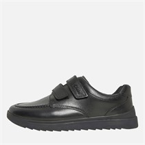 Clarks Junior Goal Style G-Fit Double Strap Shoes Black