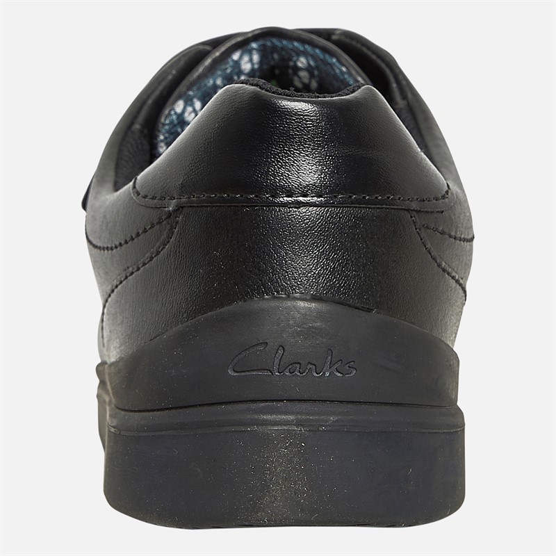 Clarks Junior Goal Style G-Fit Double Strap Shoes Black