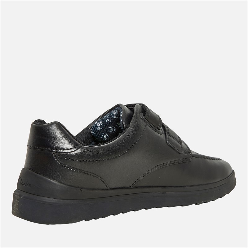 Clarks Junior Goal Style G-Fit Double Strap Shoes Black