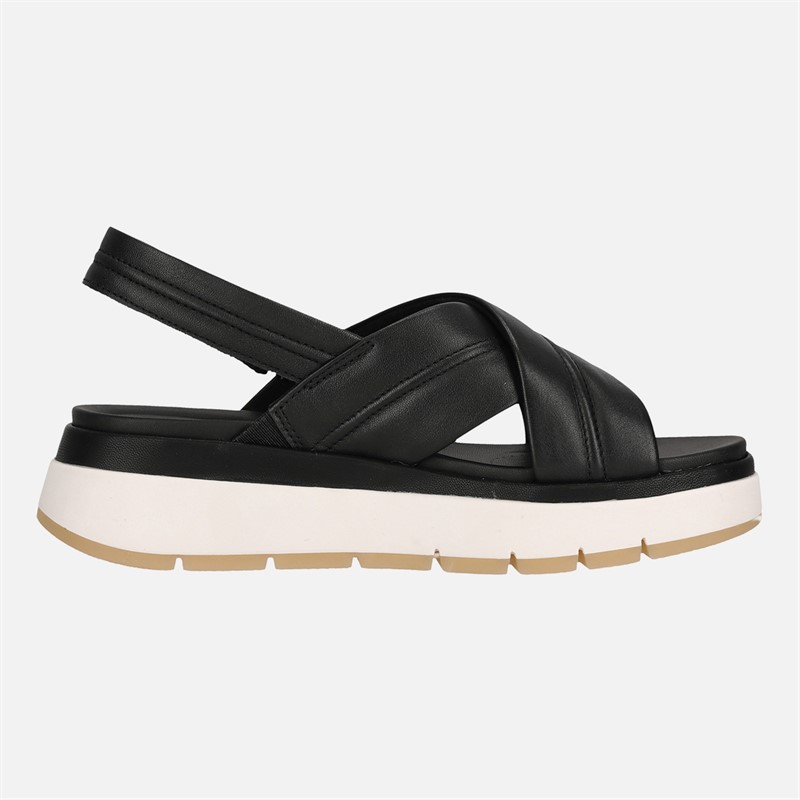 Clarks Damen Premium Toskana Kreuz Sandalen Black Leather