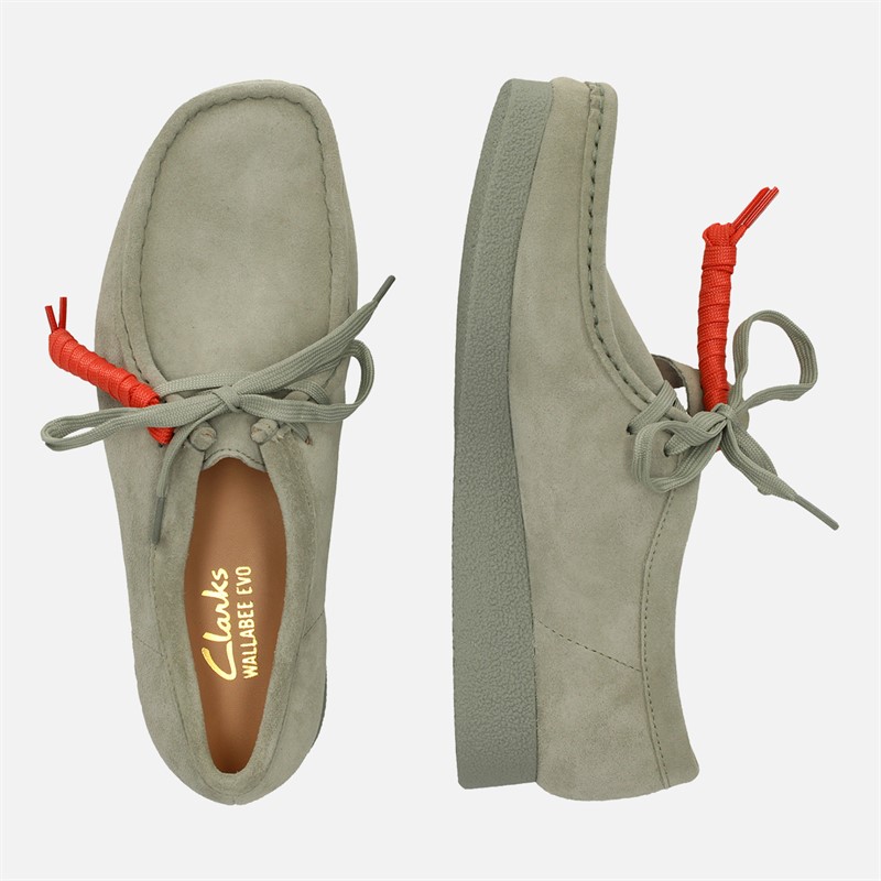 Clarks Damen Premium Evosh Wallabee Schuhe Light Green Sde