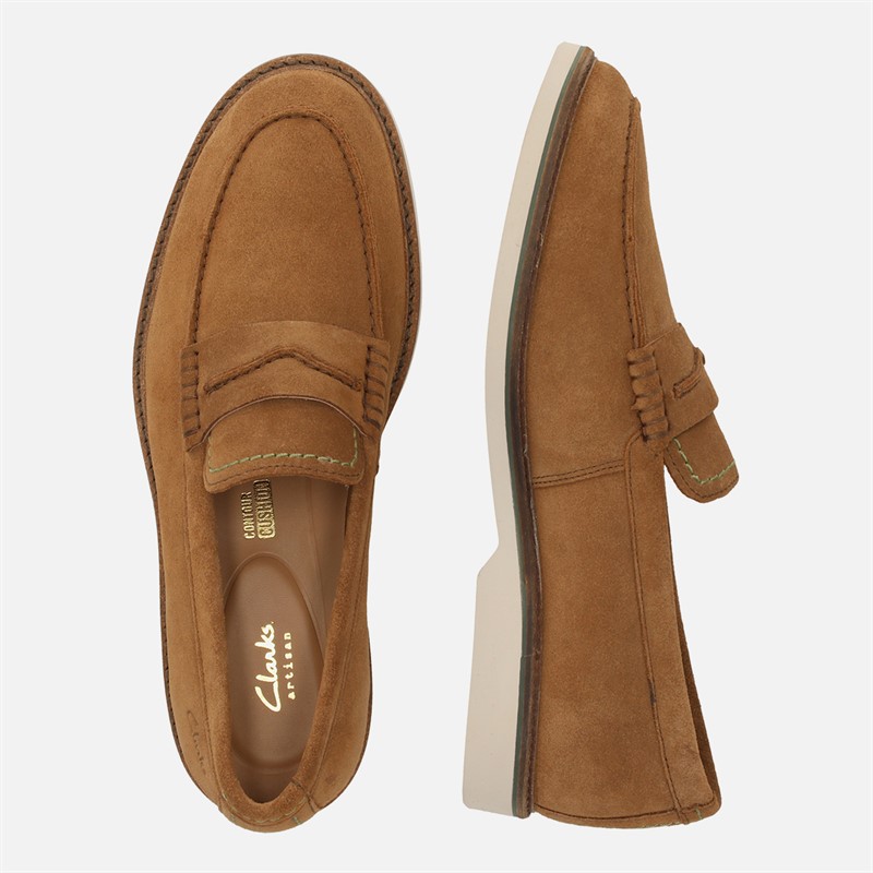Clarks Herren Premium Atticus LT Slip Schuhe Cola Suede