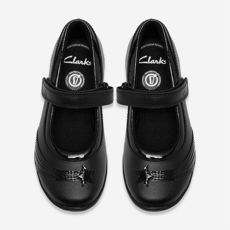 Clarks Junior Girls Venture Magic Mary Jane Shoes Black