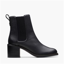 Clarks Womens Chamberly D-Fit Heeled Chelsea Boots Black