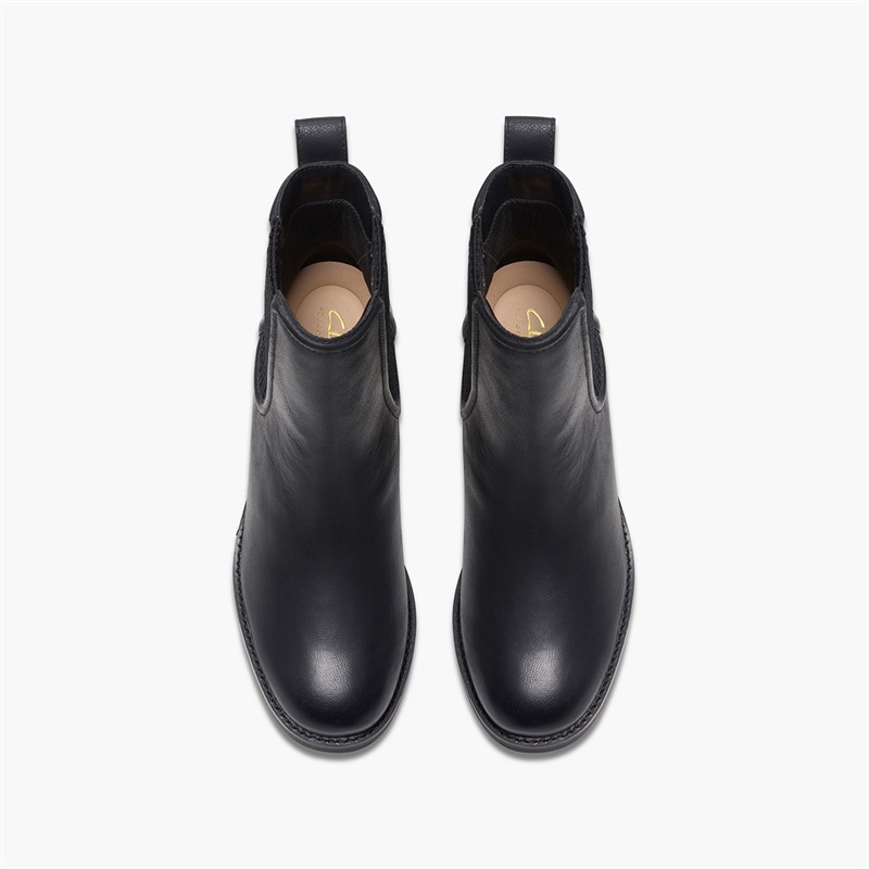 Clarks Womens Chamberly D-Fit Heeled Chelsea Boots Black
