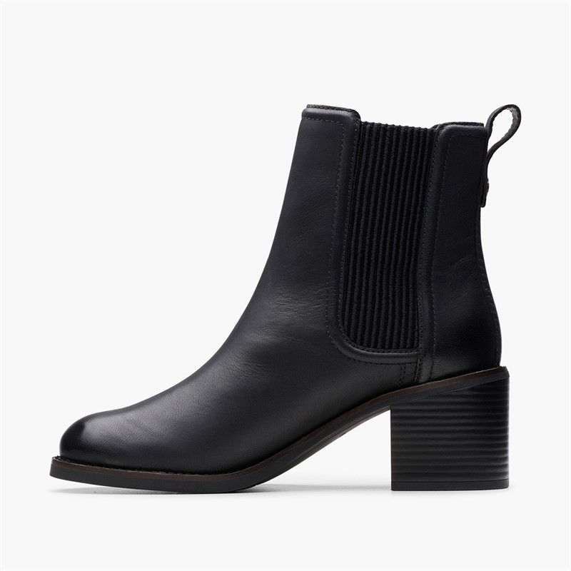 Clarks Womens Chamberly D-Fit Heeled Chelsea Boots Black