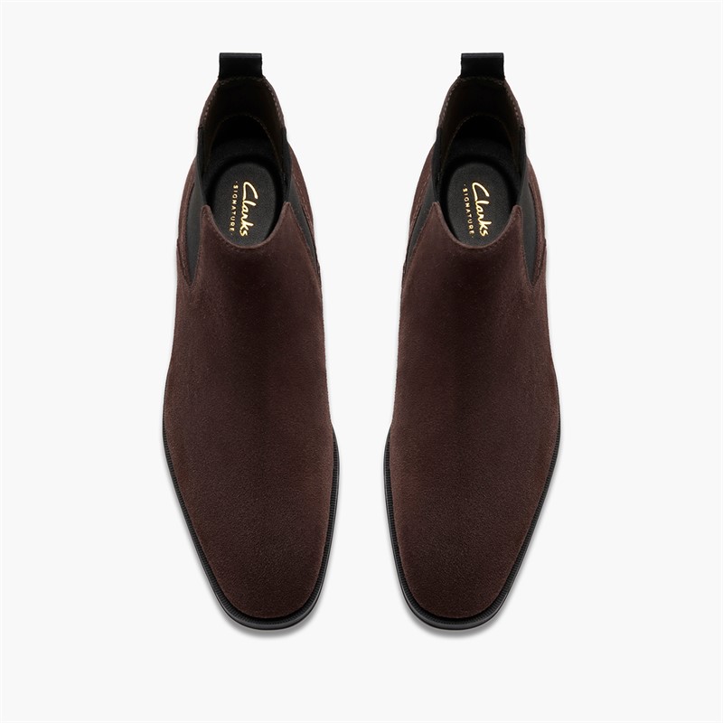 Clarks Mens Paulton Easy G-Fit Chelsea Boots Dark Brown