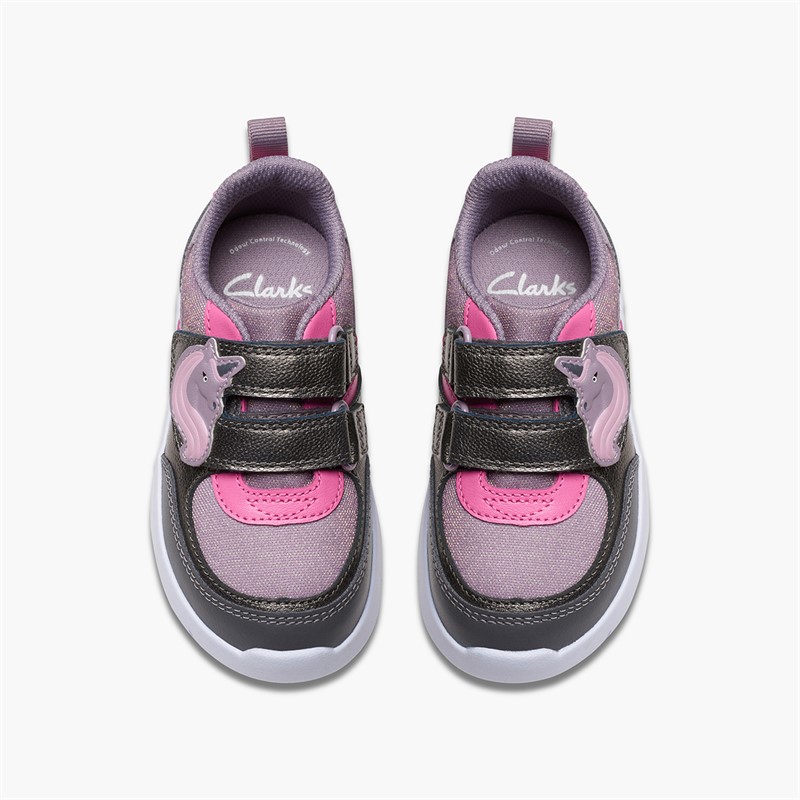 Clarks Girls Ath Shimmer Trainers Purple