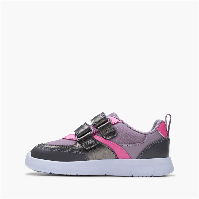 Clarks Girls Ath Shimmer Trainers Purple