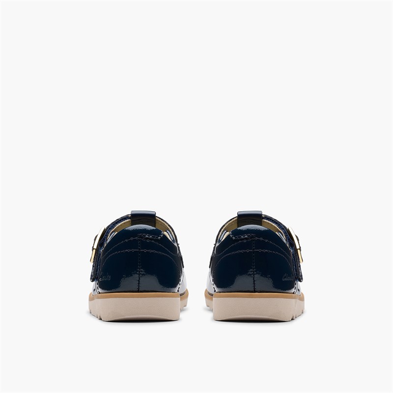Clarks Infant Girls Crown Print F-Fit T-Bar Shoes Navy