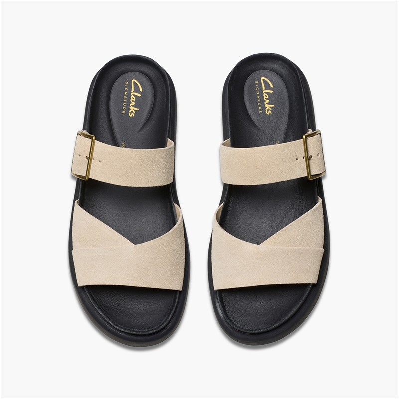 Clarks Womens Aristella D-Fit Sliders Ecru