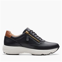 Clarks Womens Tivoli D-Fit Side Zip Trainers Black