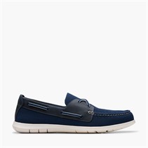 Clarks Mens Flexway Tie G-Fit Boat Shoes Navy