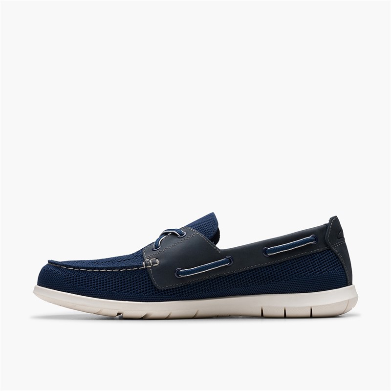 Clarks Mens Flexway Tie G-Fit Boat Shoes Navy