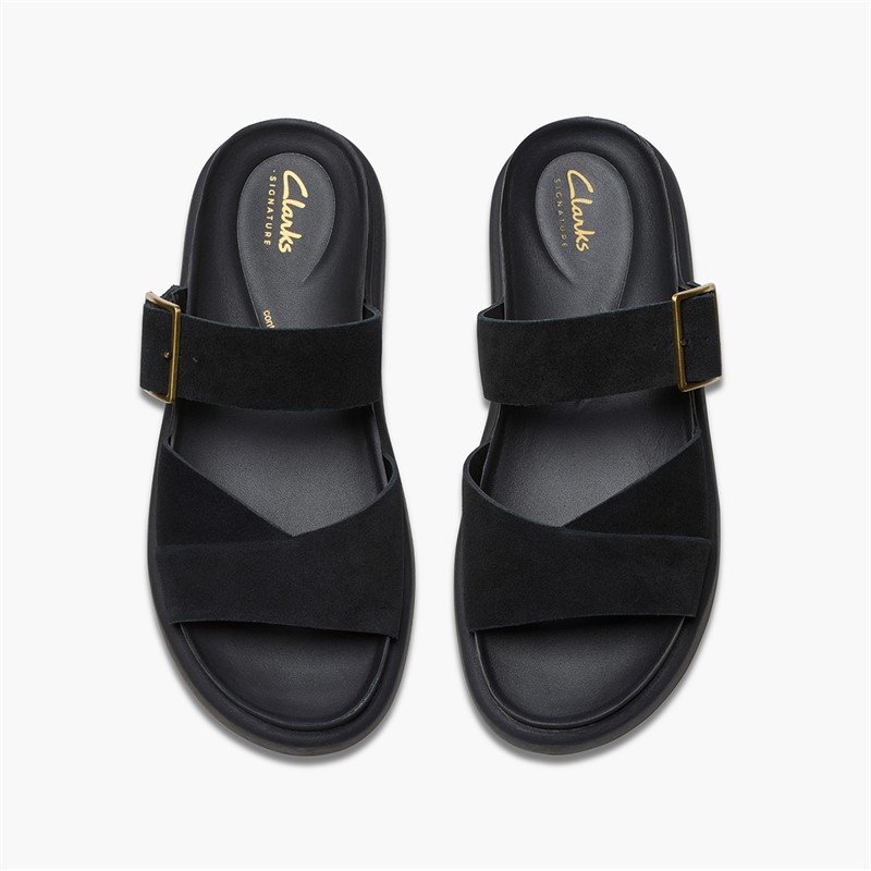 Clarks Womens Aristella D-Fit Sliders Black