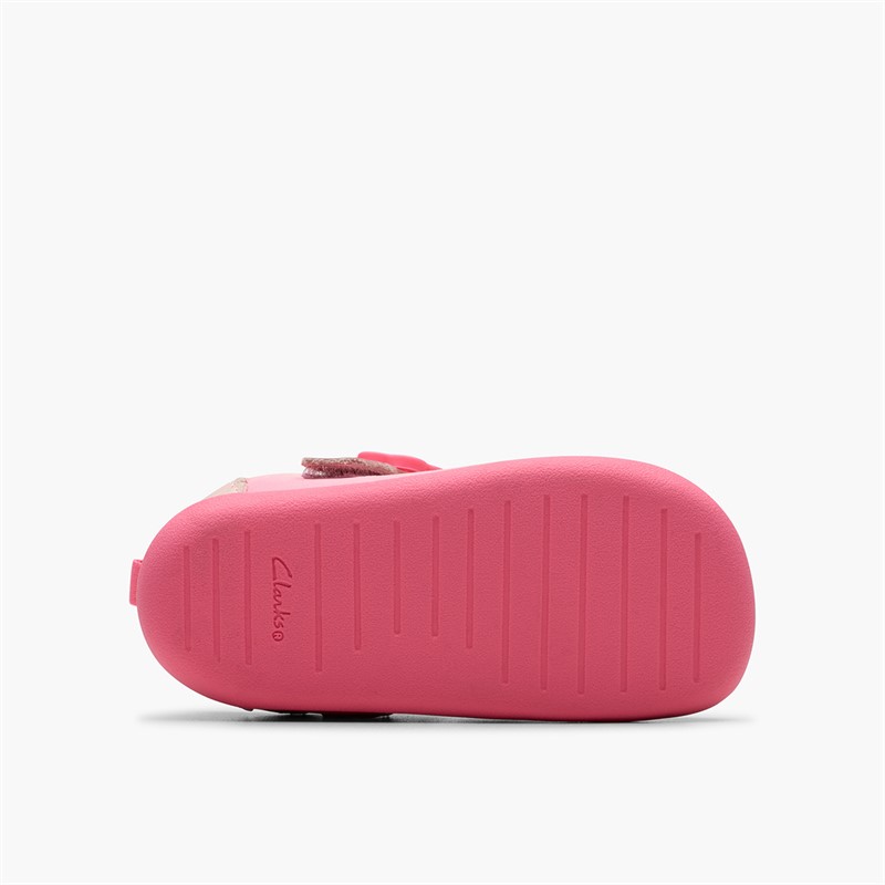 Clarks Infant Girls Roamer Shell G-Fit T-Bar Shoes Pink