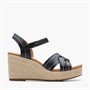Clarks Womens Sabina E-Fit Strap Wedge Shoes Black