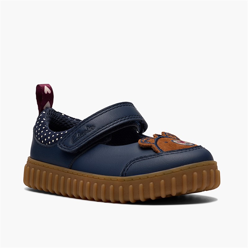 Clarks Infant Girls Clove Beam F-Fit Shoes Navy